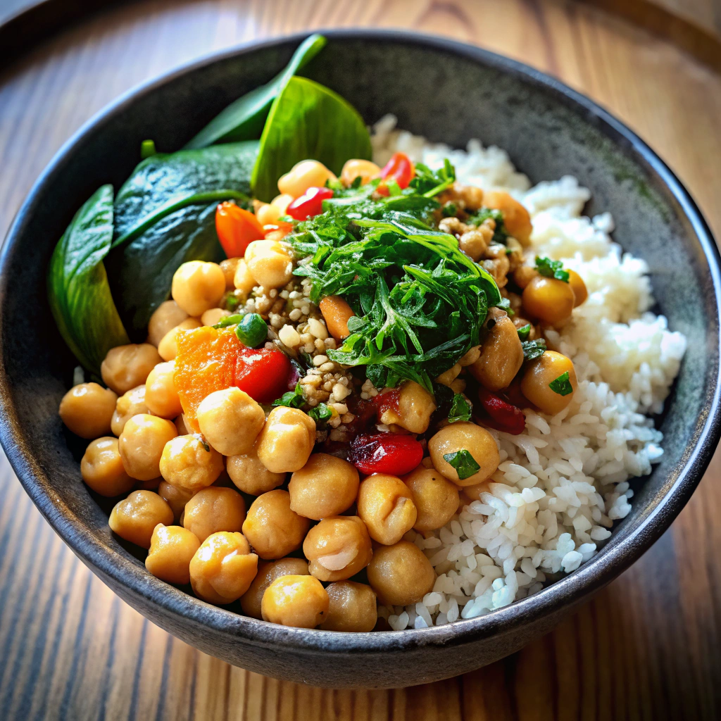 Chickpea Rice Bowl Korean Style