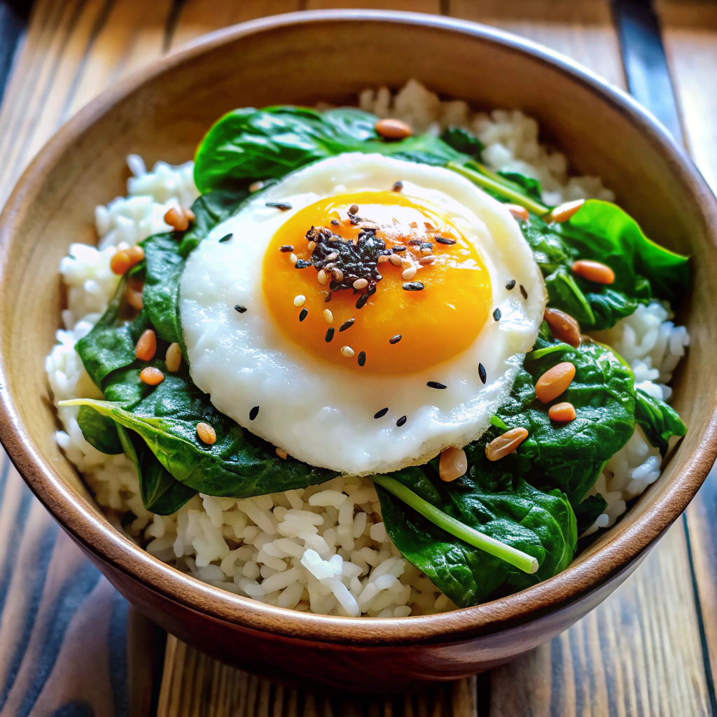 Egg and Spinach Rice Bowl