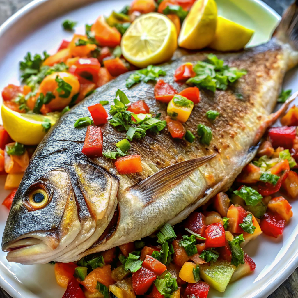 Grilled Fish with Mediterranean Salsa