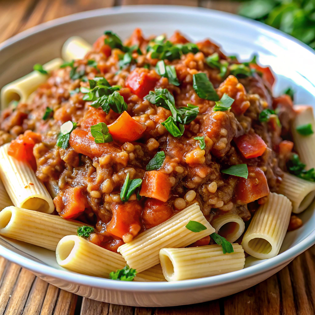 Lentil Bolognese with Whole Wheat Pasta