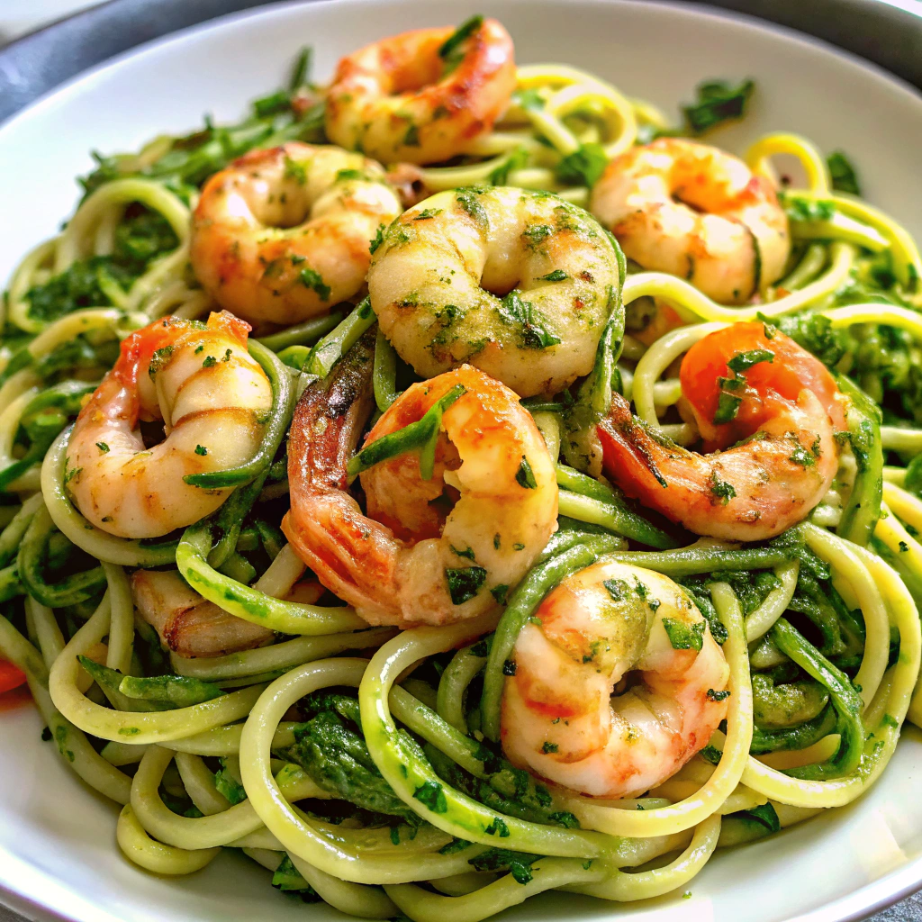 Pesto Shrimp Zoodles