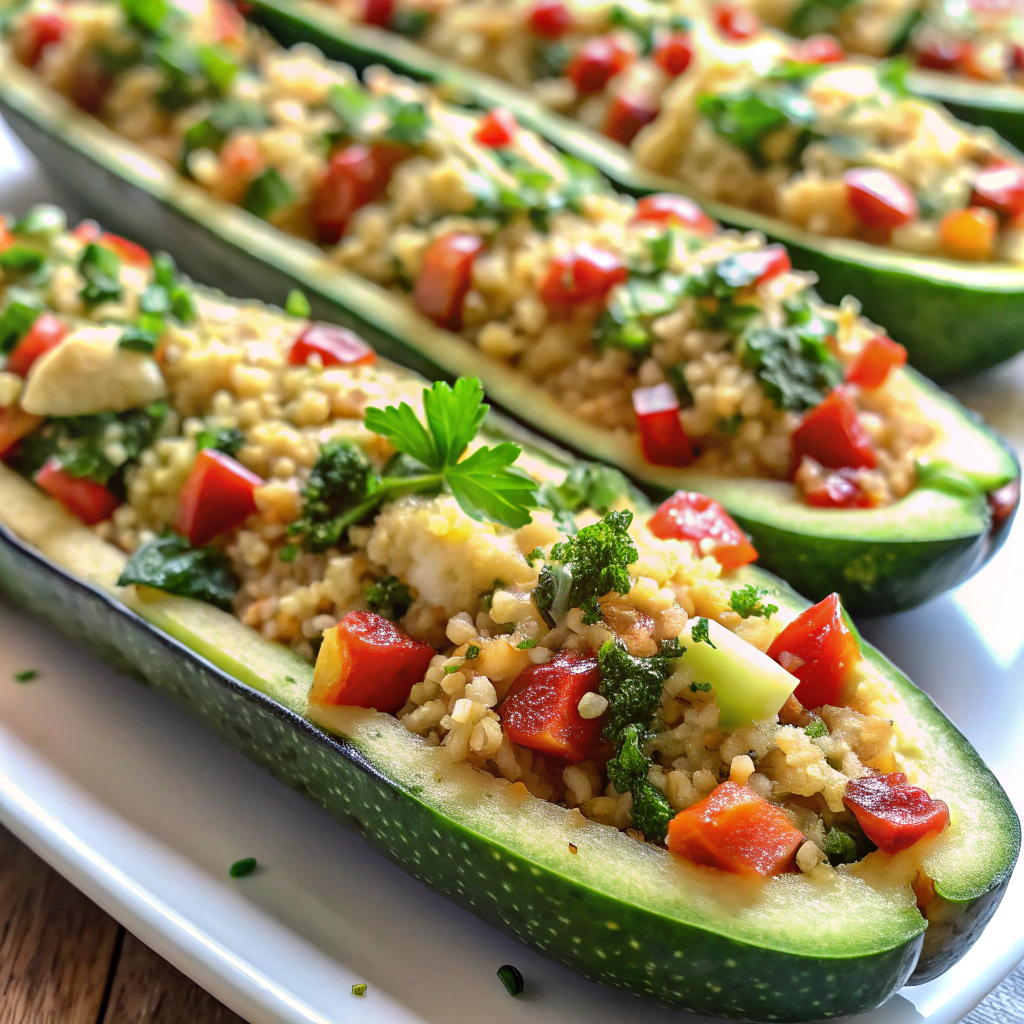 Quinoa Stuffed Zucchini Boats
