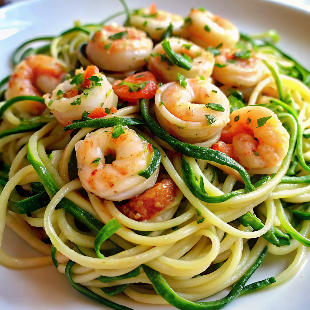 Shrimp Pasta with Zoodles