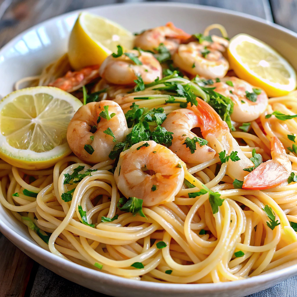 Lemon Garlic Shrimp Pasta