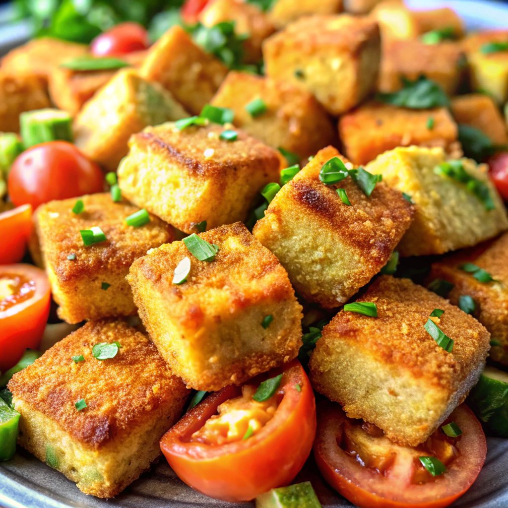 Baked Tofu Nuggets with Veggies
