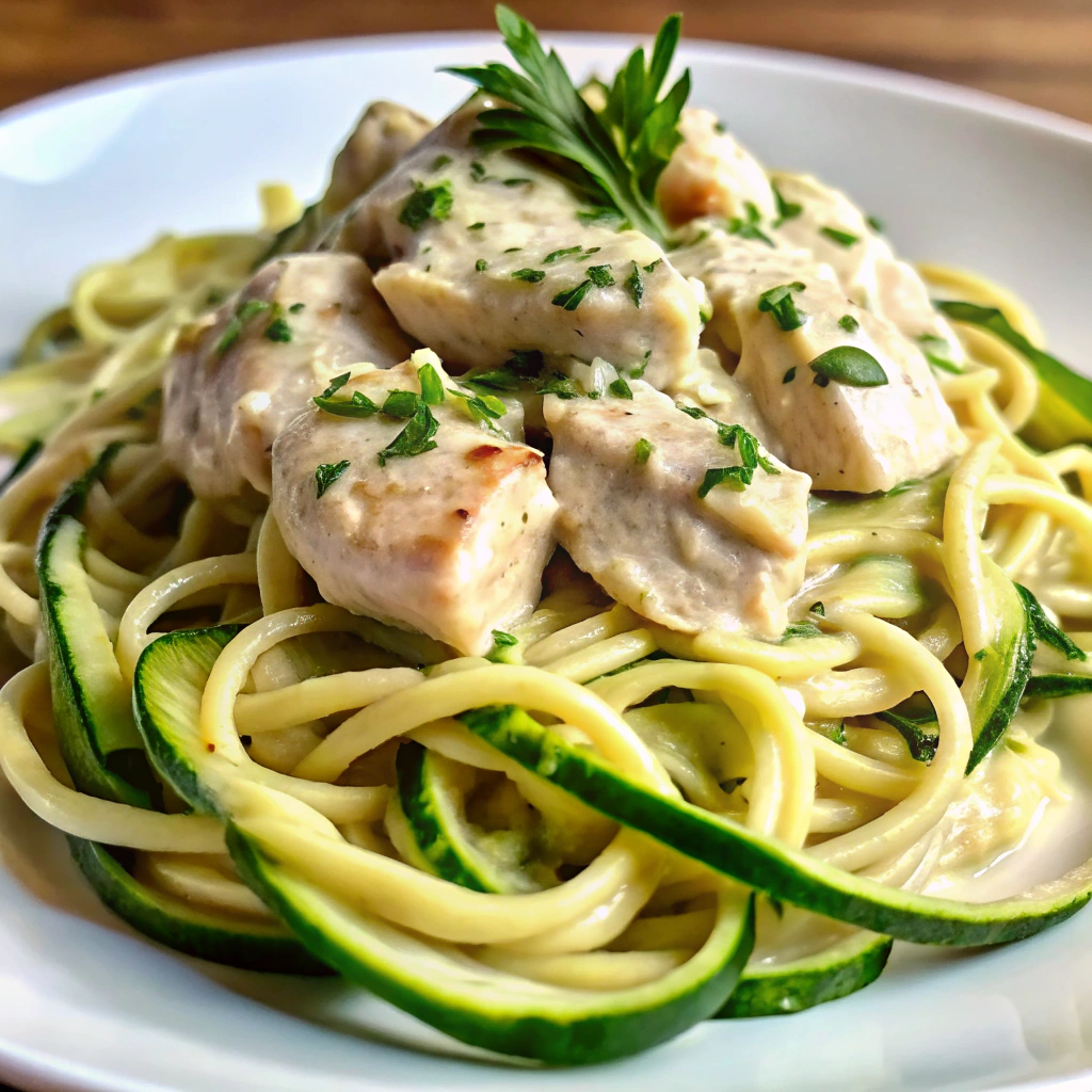 Healthy Chicken Alfredo with Zoodles